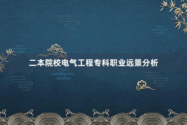 二本院校电气工程专科职业远景分析